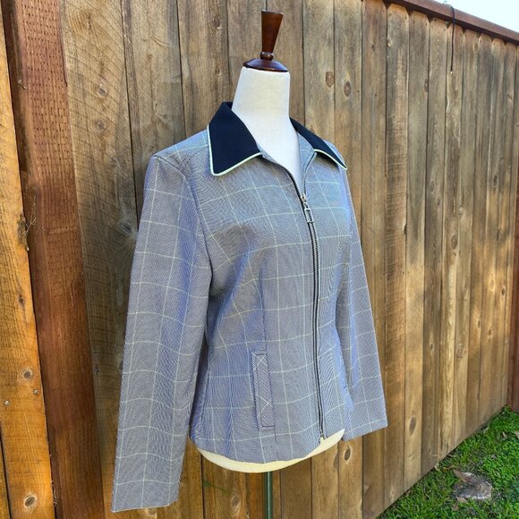 Vintage 1990s Y2K Houndstooth Jacket Black White Lime womens size S - Picture 3 of 10